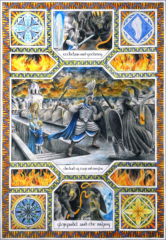 The Fall Of Gondolin Art Print Fantasy Illustration J R Etsy