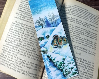 Winter in the Shire – J. R. R. Tolkien Bookmark, Fantasy Bookmark, Middle-earth Christmas, Holiday, Tolkien Gift