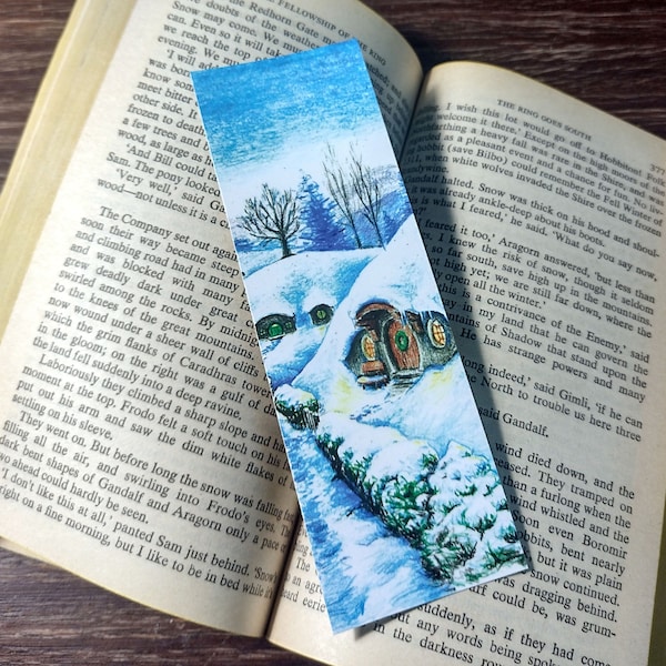 Winter in the Shire – J. R. R. Tolkien Bookmark | Lord of the Rings | The Hobbit | Fantasy Bookmark | Christmas | Holiday | Tolkien Gifts