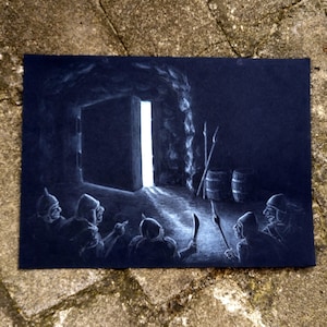 Hay una sombra junto a la puerta – Arte original – J. R. R. Tolkien, arte fantástico, regalos de Tolkien