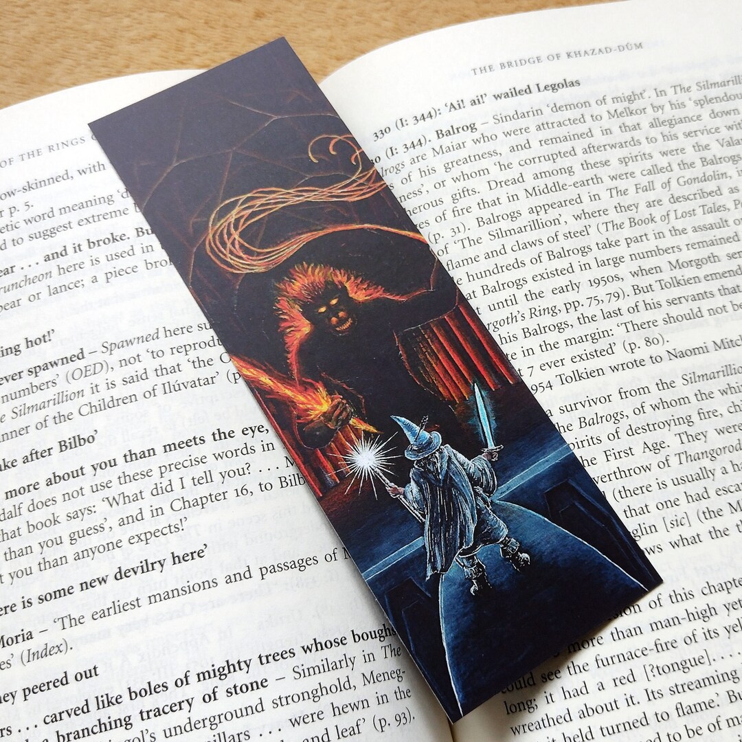 Flame of Udûn – J. R. R. Tolkien Bookmark, Gandalf and Balrog, Fantasy ...