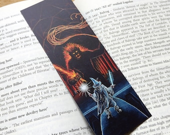 Flame of Udûn – J. R. R. Tolkien Bookmark, Gandalf and Balrog, Fantasy Bookmark, Tolkien Gifts