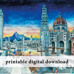 Osgiliath – PRINTABLE art – fantasy illustration, J. R. R. Tolkien