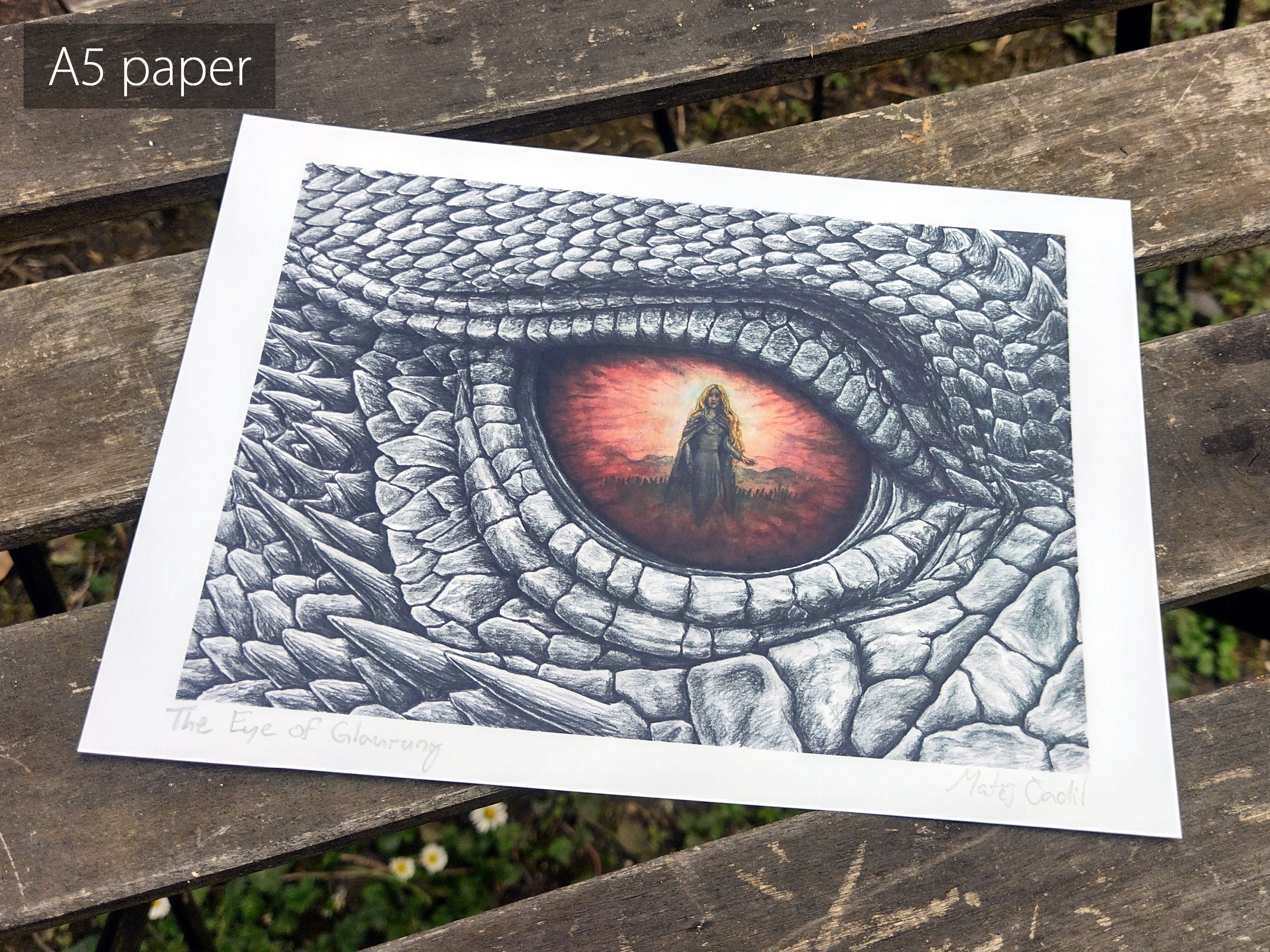 The Eye of Glaurung Signed Print Tolkien Art Fantasy 