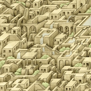 City of Stairs - art print, Escher impossible architecture