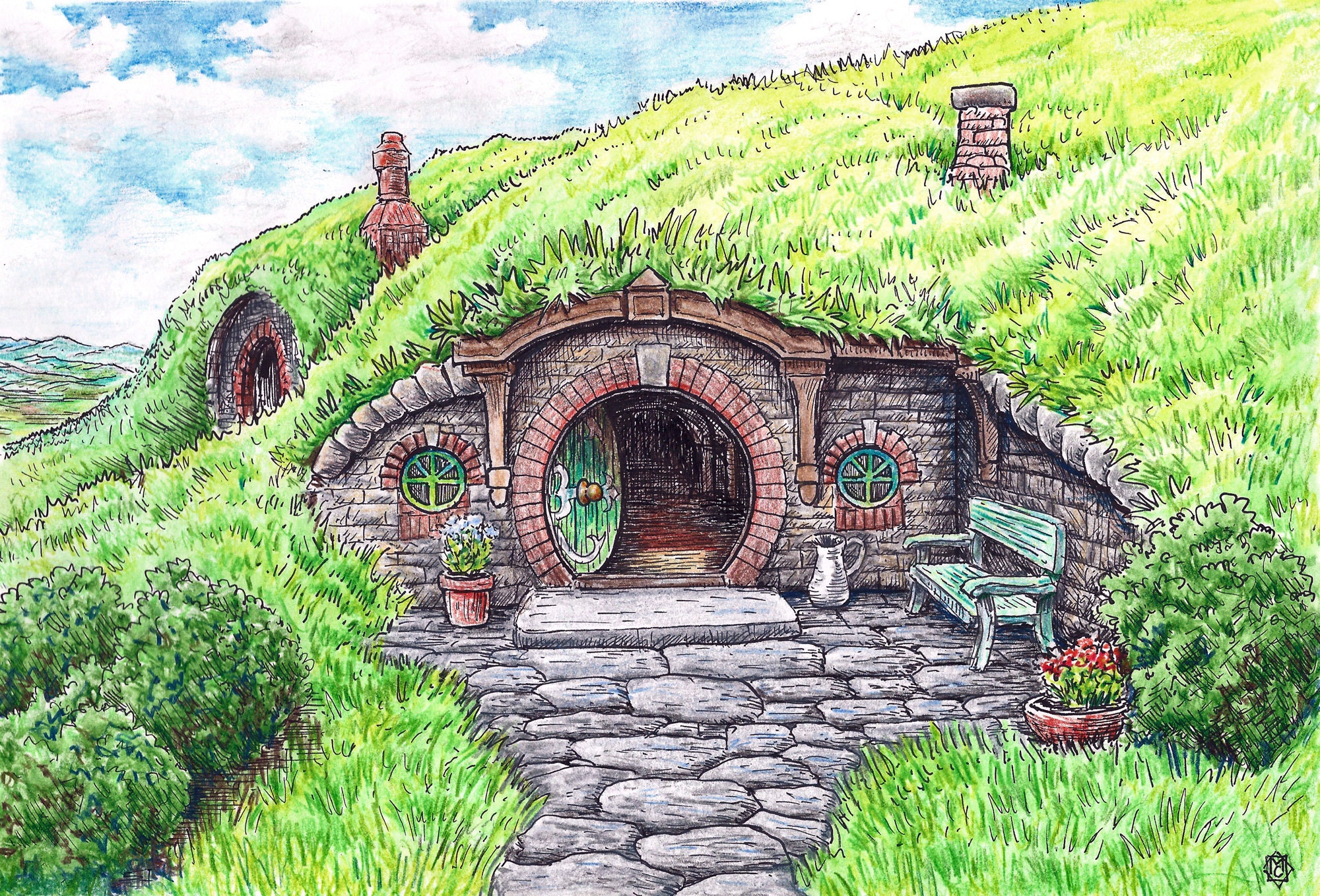 Bag End Door Art Print the Hobbit the Lord of the Rings Etsy UK