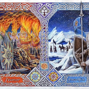 Fratelli, Fuoco e Ghiaccio – Stampa artistica firmata - illustrazione fantasy, J. R. R. Tolkien, Silmarillion