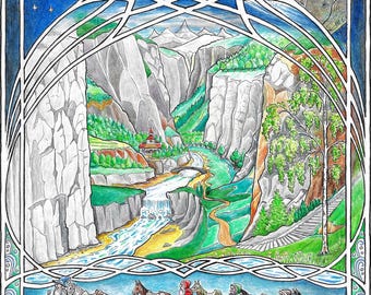 Eine kurze Rast – Signierter Kunstdruck – Kapitel 3, Tolkien-Kunst, Fantasy-Illustrationen, Bruchtal