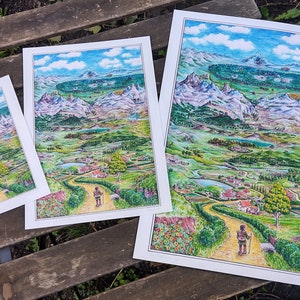 comparison of all three available sizes of the print