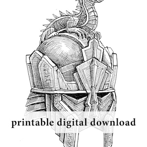 The Dragon-helm of Dor-lómin – PRINTABLE art – fantasy illustration, J. R. R. Tolkien, Silmarillion