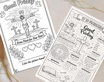 Good Friday Coloring Pages Bundle (Printable PDF) | Christian Easter Activity for Kids & Adults