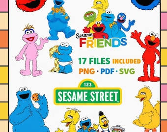 Sesame Street Characters SVG PNG PDF Bundle | 17 Instant Download Files for Cricut and Silhouette