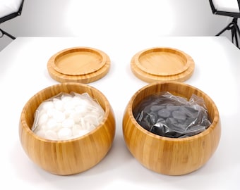 Juego de Go Chess con 2 cuencos de bambú y 361 piezas de mármol (Igo Baduk).