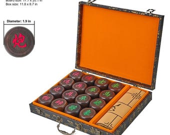 Kinesiskt schackset - Lyxiga schackpjäser i ebenholtsträ för spelrumsinredning, jubileumspresent