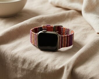 Festlicher Stoff Apple Watch Armband, Kuscheliger Urlaub Armband, Unisex Accessoire