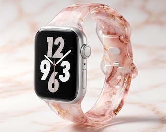Silikonarmband für Apple-Uhr mit Blumenmuster, Damenarmband (40 mm 41 mm 44 mm 45 mm 49 mm)