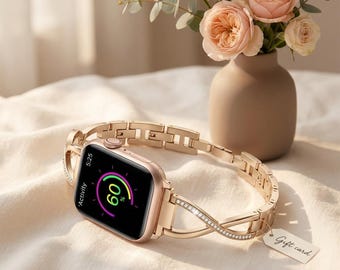 Diamant Metall Apple Uhrenarmband: Damen Luxus Glitzerarmband für Series 9 Ultra 2