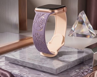 Floral graviert Silikon Apple Uhrenarmband, Elegantes Damen Armband (40 mm-49 mm)