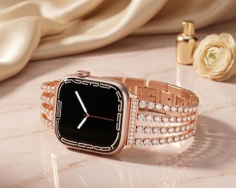 Diamant Armband - Apple Watch Armband - Edelstahlarmband (Serie 4-11, Ultra 49 mm)