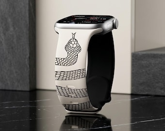 Apple Uhrenarmband mit Schlangengravur, Silikonarmband im Reptil Design (40 mm-49 mm)