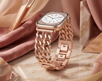 Chunky Kette Apple Watch Band Armband, Edelstahl Link Strap, Luxus iWatch Schmuck