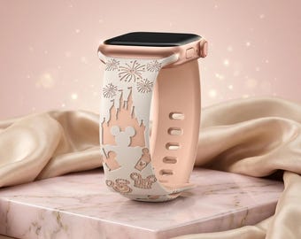 Silikonarmband Apple-Uhrenarmband Damen 38 mm–49 mm graviert, Floral Castle Strap