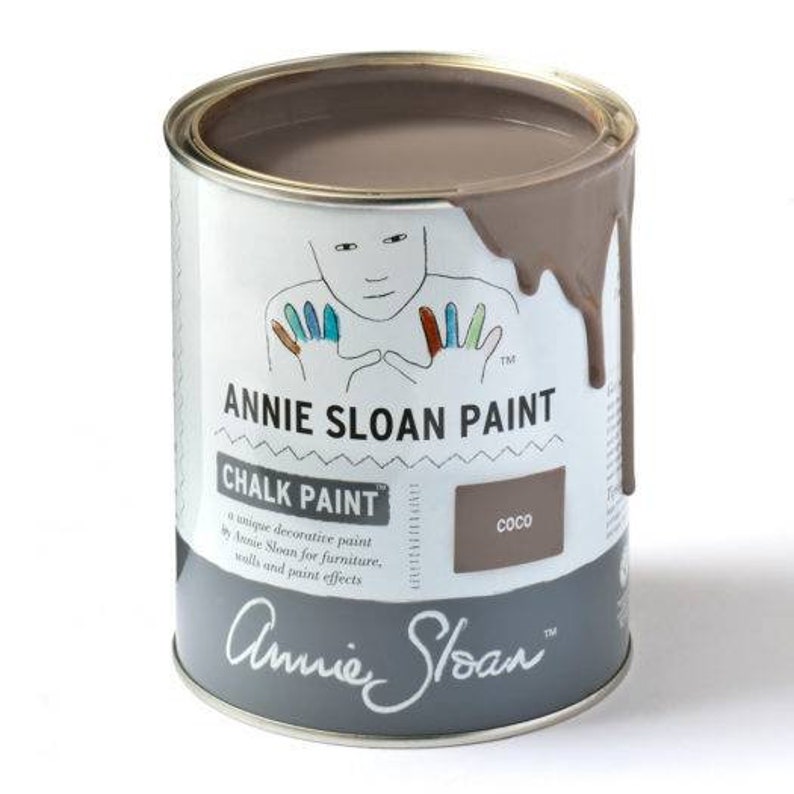 May include: A can of Annie Sloan Chalk Paint in the color Coco. The paint is a unique decorative paint for furniture, walls, and paint effects.