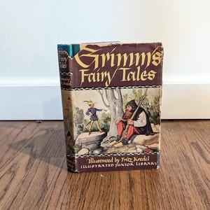 Vintage Grimm&#39;s Fairy Tales Antique Book with Dust Jacket