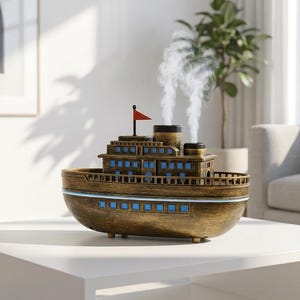 Difusor de aromas con forma de barco y humidificador / Decoración náutica para el hogar, bruma para el dormitorio