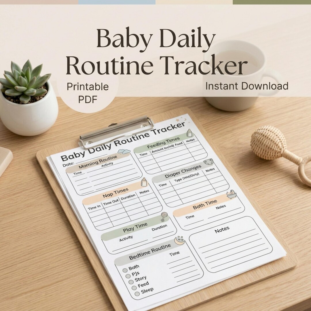 Baby Daily Routine Tracker, Minimal Toddler Schedule Planner (printable ...