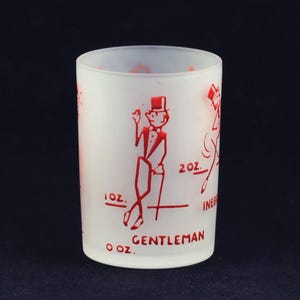 Vintage Frosted 4 oz. Short Glass w/Levels of Drunkeness