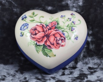 1992 Heart Shape Music Box W/floral Design by the San Francisco
