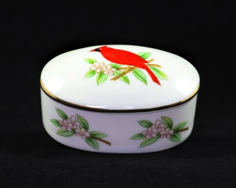 Cardinal Oval White Trinket Box