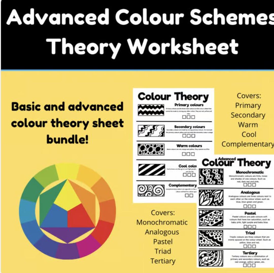 Advanced and Basic Colour Theory Color Scheme Colouring in Worksheet- 2 ...