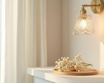 Nordic Flower Glass Pendant Light Vintage Wall Sconce Lamp Bedroom Dining Room Restaurant Decor Lighting