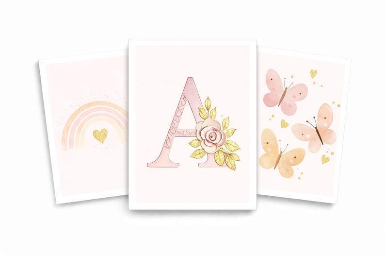 Custom Nursery Wall Art Set of 3, Butterflies, Rainbow, Boho, Baby Girl ...