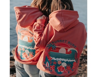 Sunset Sui Embroidered Hoodie, Cozy Oversized Teen Girl Hoodie, Soft Cotton Blend Sweatshirt