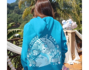 Felpa con cappuccio ricamata "Sotto il mare" - Felpa comoda in misto cotone - Regalo per lei