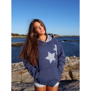 Leopard Hoodie Women, Star Print Hoodie, Cotton Oversized Sweatshirt, Teen Girls Casual Outfit
