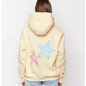 Sudadera con capucha para mujer con bordado de estrellas – Sudadera extragrande en tonos pastel – Ropa informal suave, sudadera con capucha moderna para adolescentes imagen 6