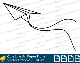 Paper Plane Line Art - Vector Graphic / Cut File (svg, png, jpg, eps)