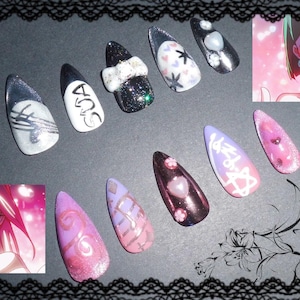 Mizi and Sua Press On Nails | 3D, Pink, White, Black, Cateye, Glitter, Chrome | Alien Stage