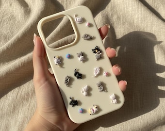 Cartoon Cat Silicone iPhone Case, Kawaii Phone Cover, Soft Flexible Protection