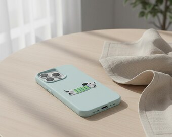 Embroidered Puppy iPhone Case, Pink Litchi PU Leather Bumper Cover