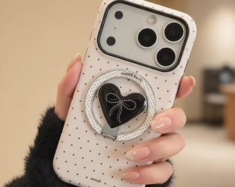 Korean Polka Dot Heart Magnetic Phone Case for iPhone Shockproof Hard Cover