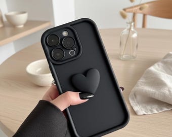 3D Love Heart Silicone iPhone Case: Shockproof, Lens Protection, Anti-Slip Grip