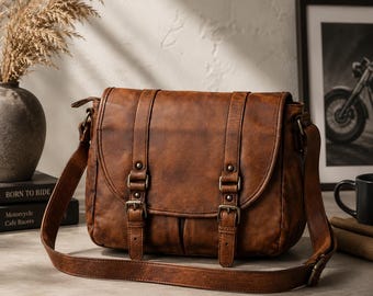 CLAUDIO FERRICI, Vintage Leather Messenger Bag - Etsy