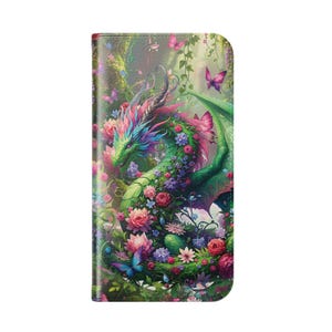 Spring Blossom Dragon | Floral Dragon Fantasy Flip Case | Phone Wallet Cover, Enchanted Garden Art