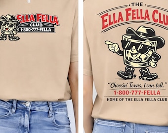 Ella Fella Club Western PNG, design grafico da cowboy vintage, illustrazione di mascotte texana retrò, design per maglietta da concerto country