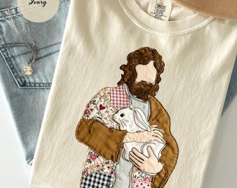 Jesus Faux Patchwork Shirt, He Is Risen Christian TShirt, Faith Gift for Christian Apparel Shirts,Jesus Graphic Tee, Bible Verse Tee